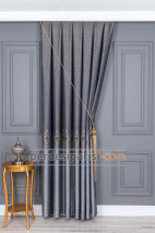 Damask Lacivert Bej Pano Fon Perde