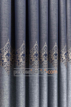 Damask Lacivert Bej Pano Fon Perde