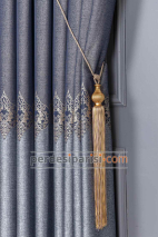 Damask Lacivert Bej Pano Fon Perde