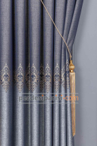 Damask Lacivert Bej Pano Fon Perde