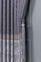 Versace Antrasit Gri Pano Fon Perde