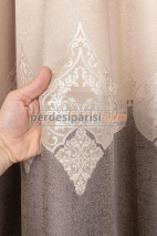 Damask Krem Bej Pano Fon Perde