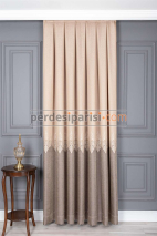 Damask Krem Bej Pano Fon Perde