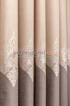 Damask Krem Bej Pano Fon Perde