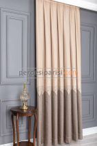 Damask Krem Bej Pano Fon Perde