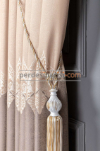 Damask Krem Bej Pano Fon Perde