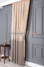 Damask Krem Bej Pano Fon Perde