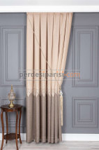 Damask Krem Bej Pano Fon Perde