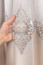 Damask Krem Gri Pano Fon Perde