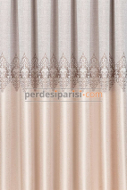 Damask Krem Gri Pano Fon Perde