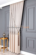 Damask Krem Gri Pano Fon Perde