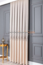 Damask Krem Gri Pano Fon Perde